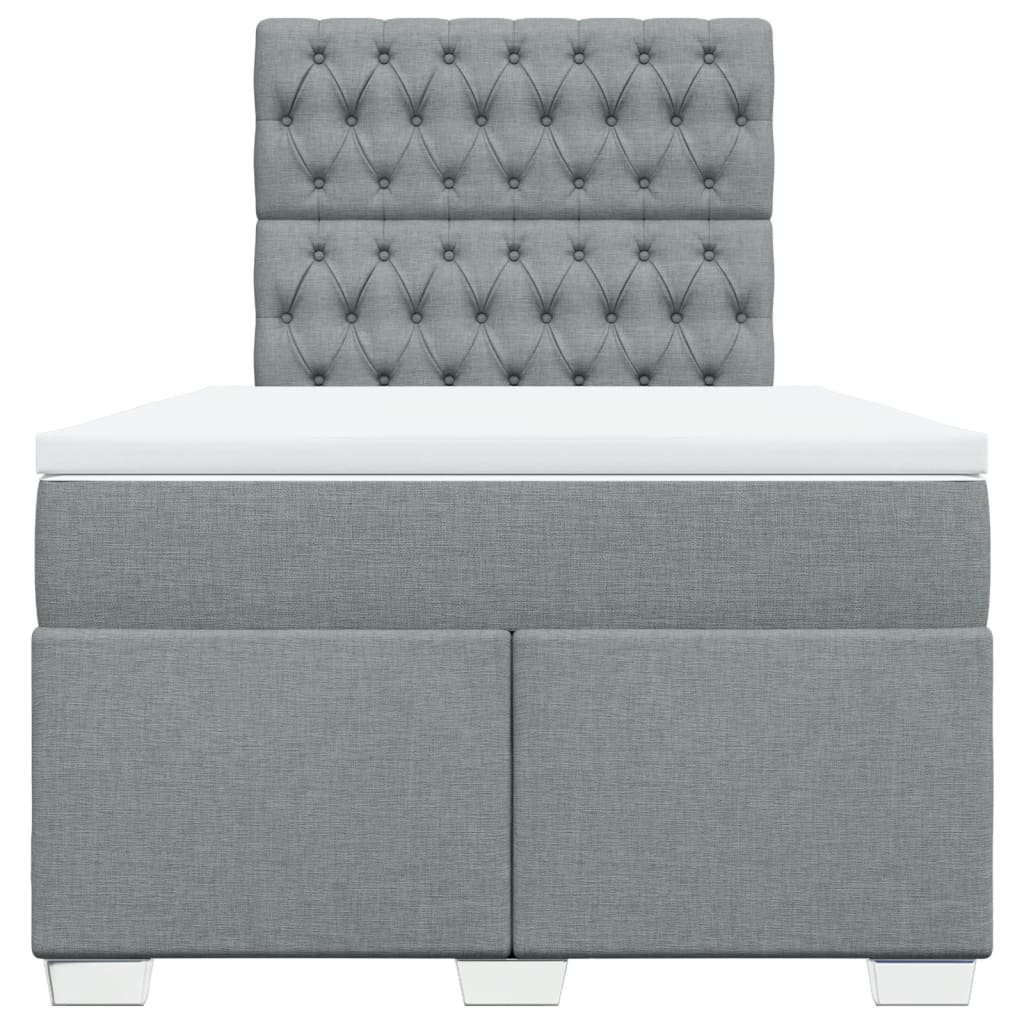 Κρεβάτι Boxspring με Στρώμα Ανοιχτό Γκρι 120x200 εκ. Υφασμάτινο - Pakobazaar