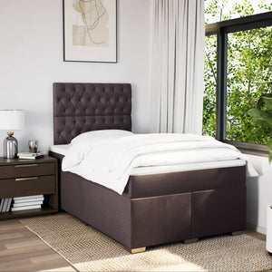 Κρεβάτι Boxspring με Στρώμα Σκούρο Καφέ 120x200 εκ. Υφασμάτινο - Pakobazaar