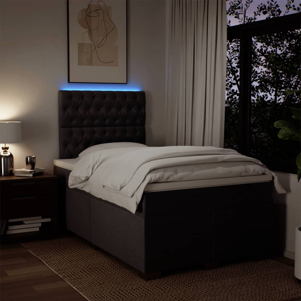 Κρεβάτι Boxspring με Στρώμα Σκούρο Καφέ 120x200 εκ. Υφασμάτινο - Pakobazaar