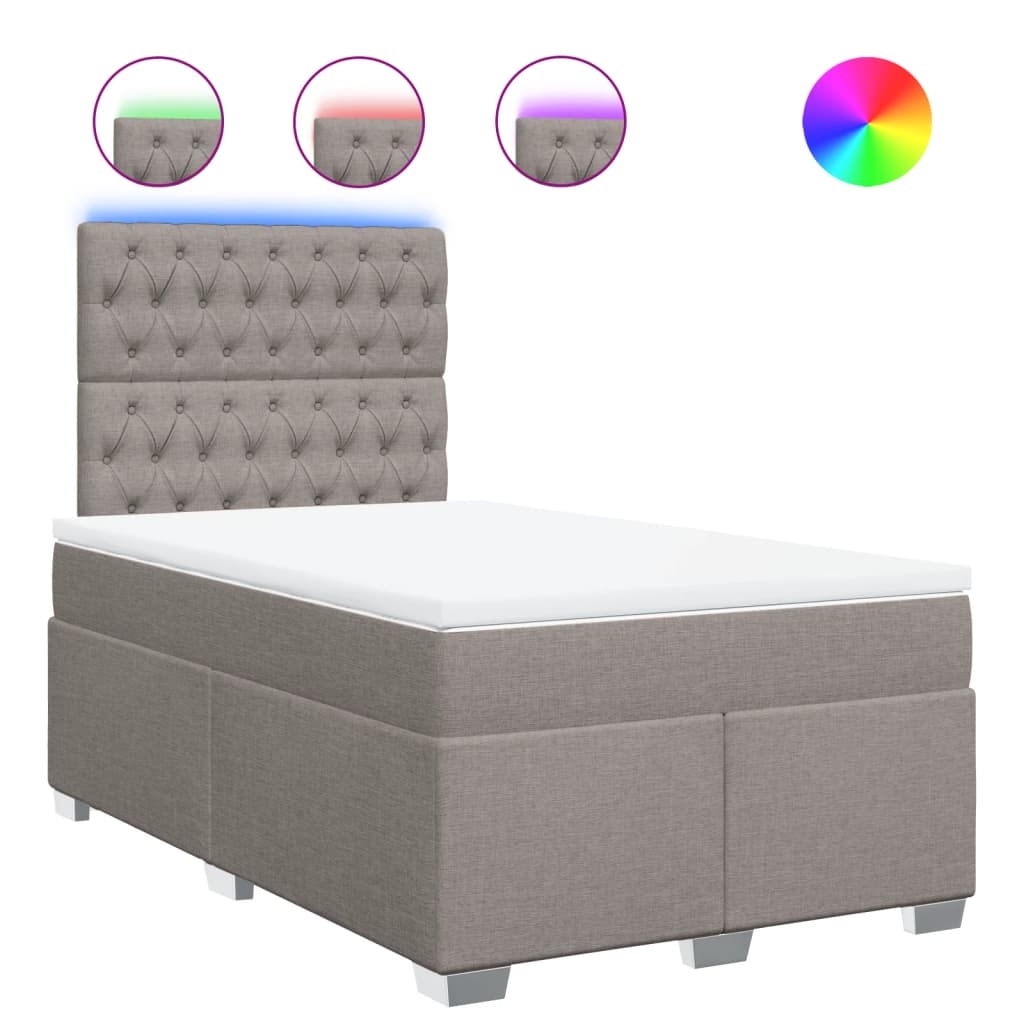 Κρεβάτι Boxspring με Στρώμα Taupe 120x200 εκ. Υφασμάτινο - Pakobazaar