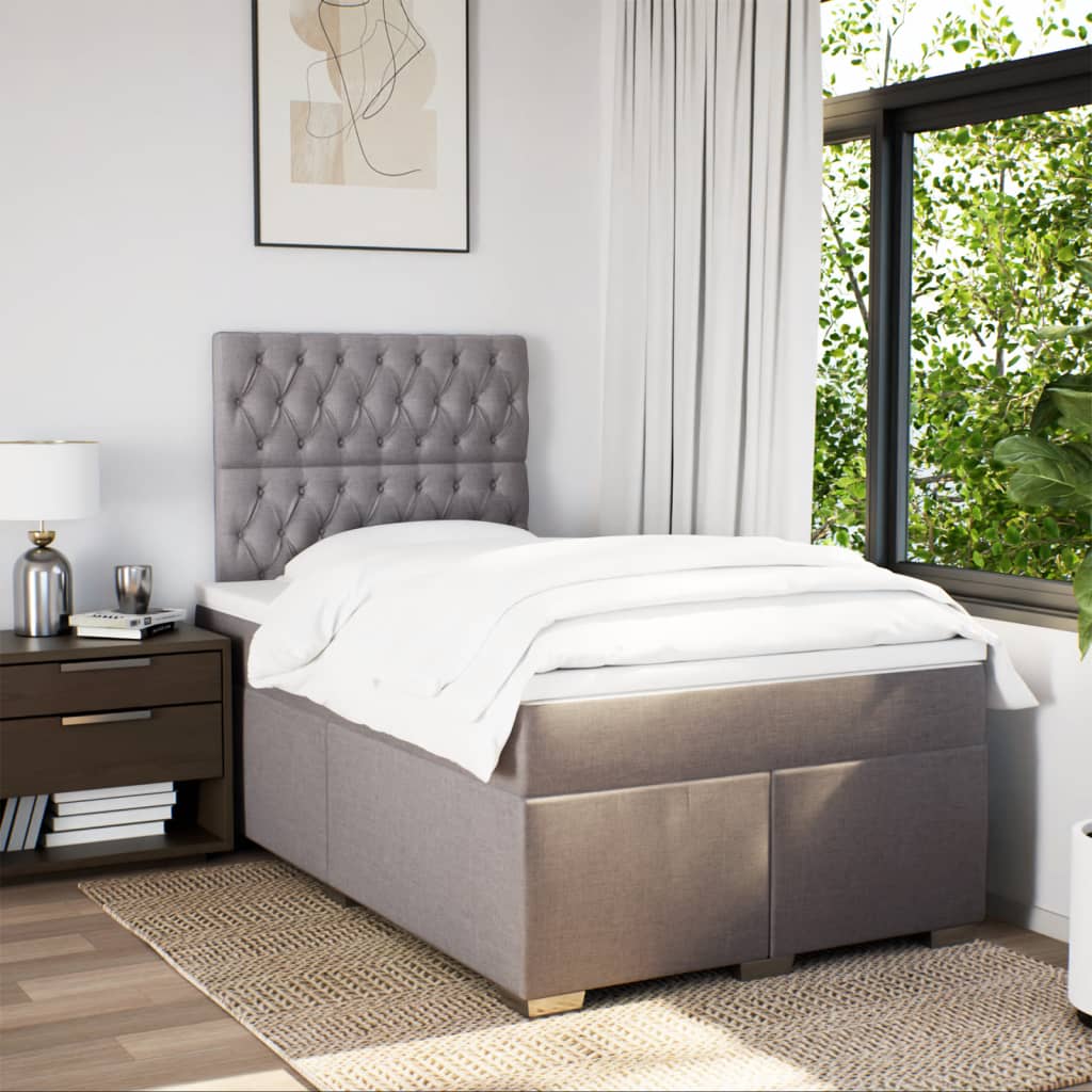 Κρεβάτι Boxspring με Στρώμα Taupe 120x200 εκ. Υφασμάτινο - Pakobazaar