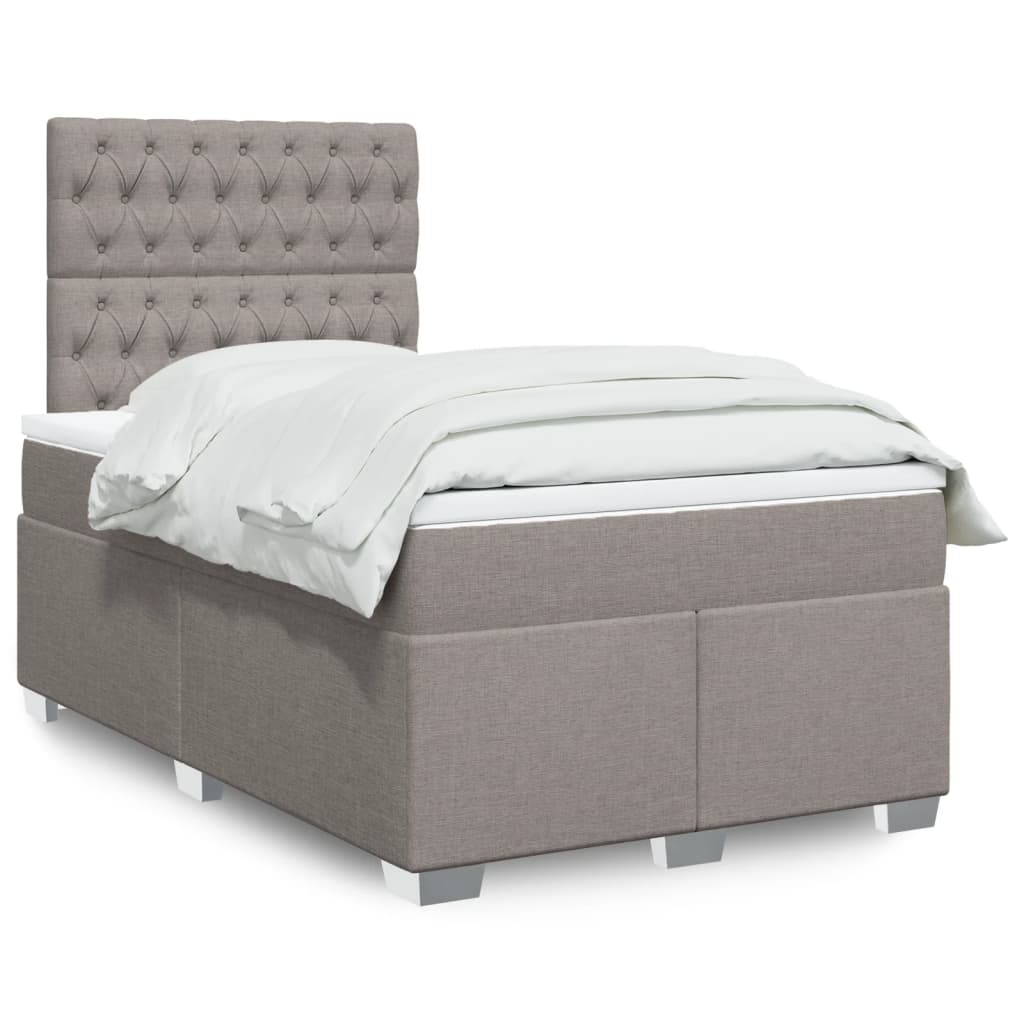 Κρεβάτι Boxspring με Στρώμα Taupe 120x200 εκ. Υφασμάτινο - Pakobazaar