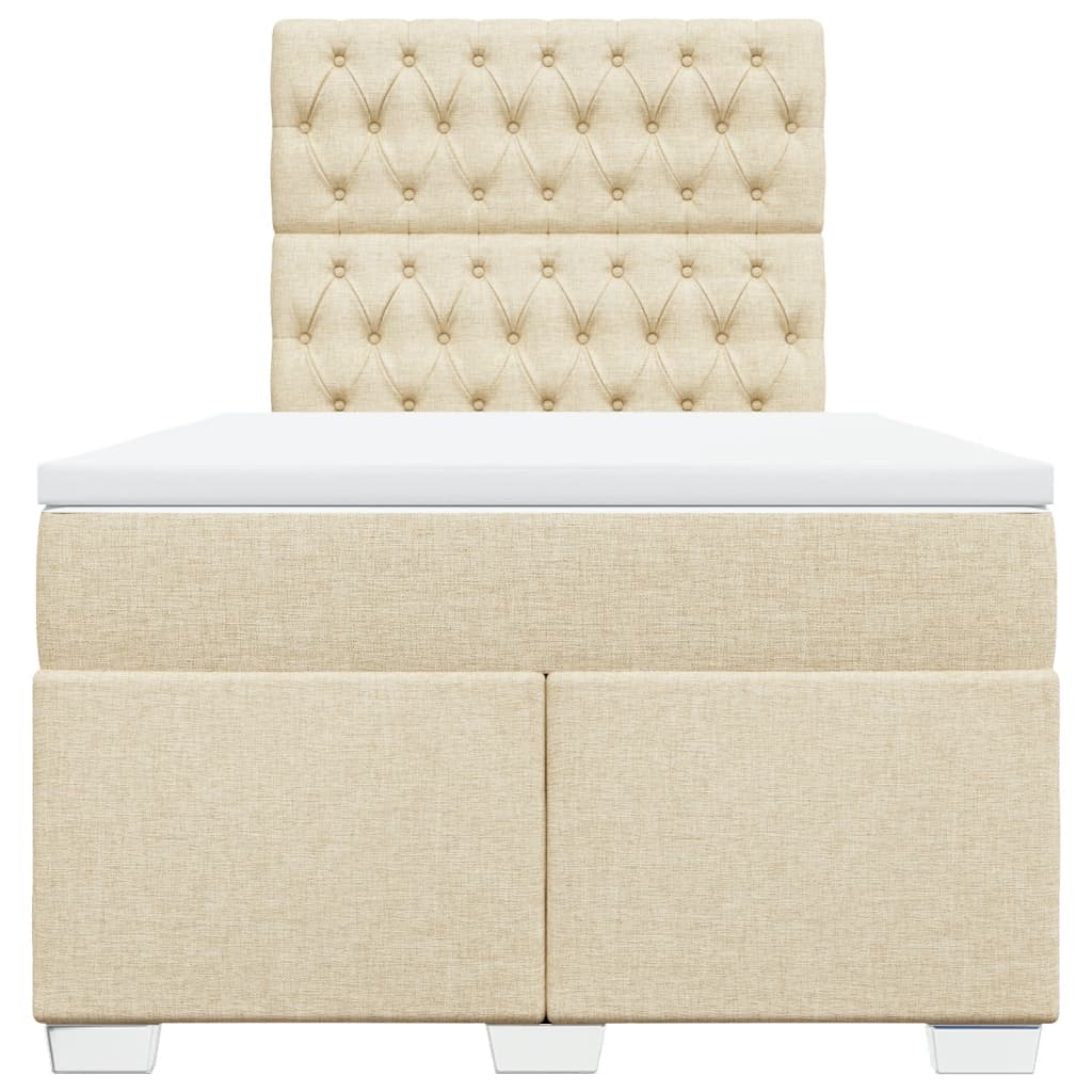 Κρεβάτι Boxspring με Στρώμα Κρεμ 120x200 εκ. Υφασμάτινο - Pakobazaar