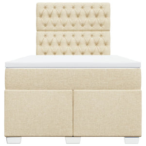 Κρεβάτι Boxspring με Στρώμα Κρεμ 120x200 εκ. Υφασμάτινο - Pakobazaar