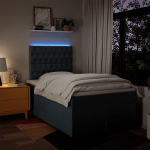 Κρεβάτι Boxspring με Στρώμα Μπλε 120x200 εκ. Υφασμάτινο - Pakobazaar