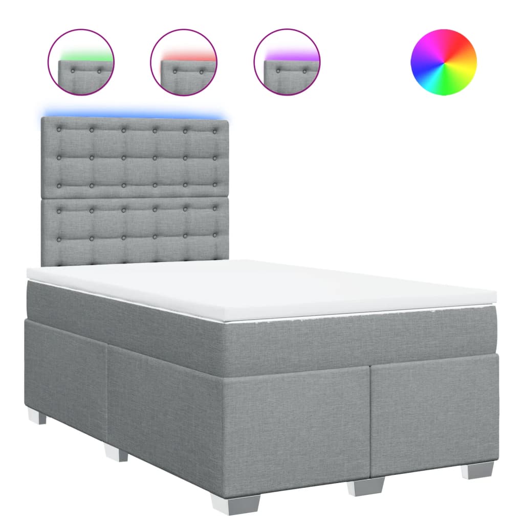 Κρεβάτι Boxspring με Στρώμα Ανοιχτό Γκρι 120x200 εκ. Υφασμάτινο - Pakobazaar