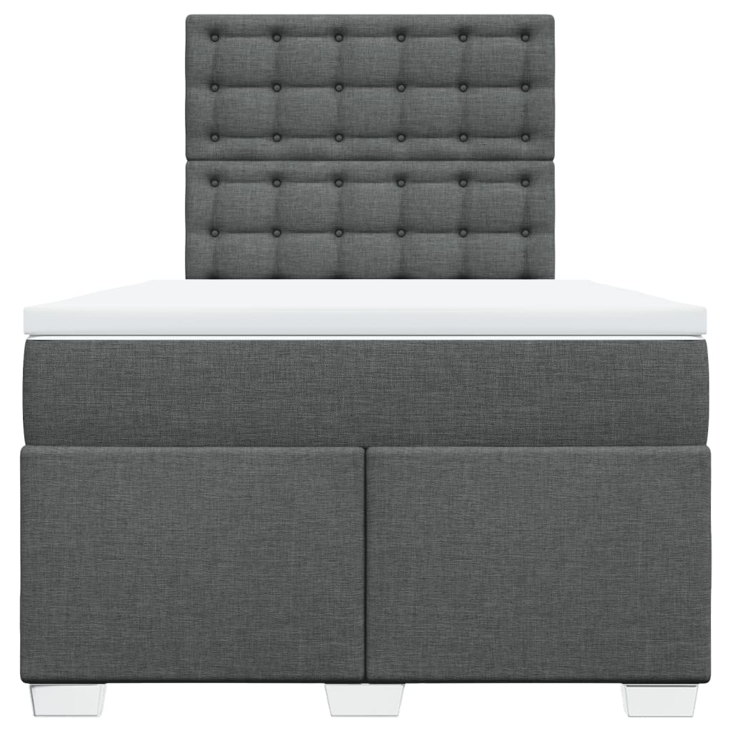 Κρεβάτι Boxspring με Στρώμα Σκούρο Γκρι 120x200 εκ. Υφασμάτινο - Pakobazaar