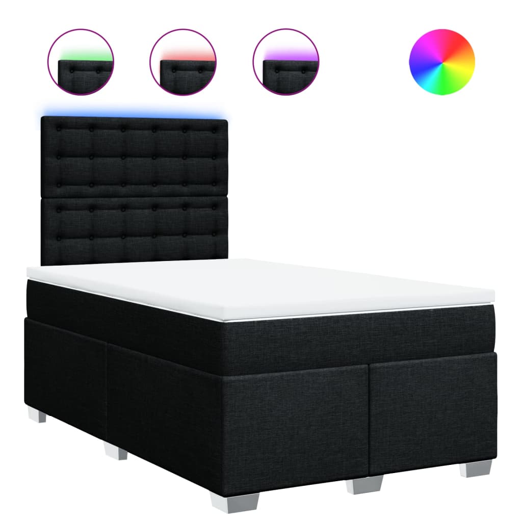 Κρεβάτι Boxspring με Στρώμα Μαύρο 120x200 εκ. Υφασμάτινο - Pakobazaar