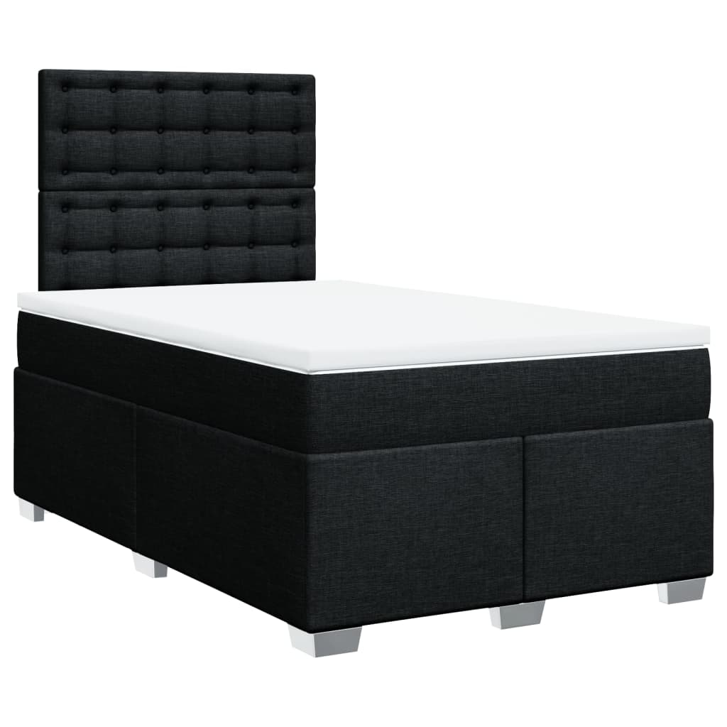Κρεβάτι Boxspring με Στρώμα Μαύρο 120x200 εκ. Υφασμάτινο - Pakobazaar