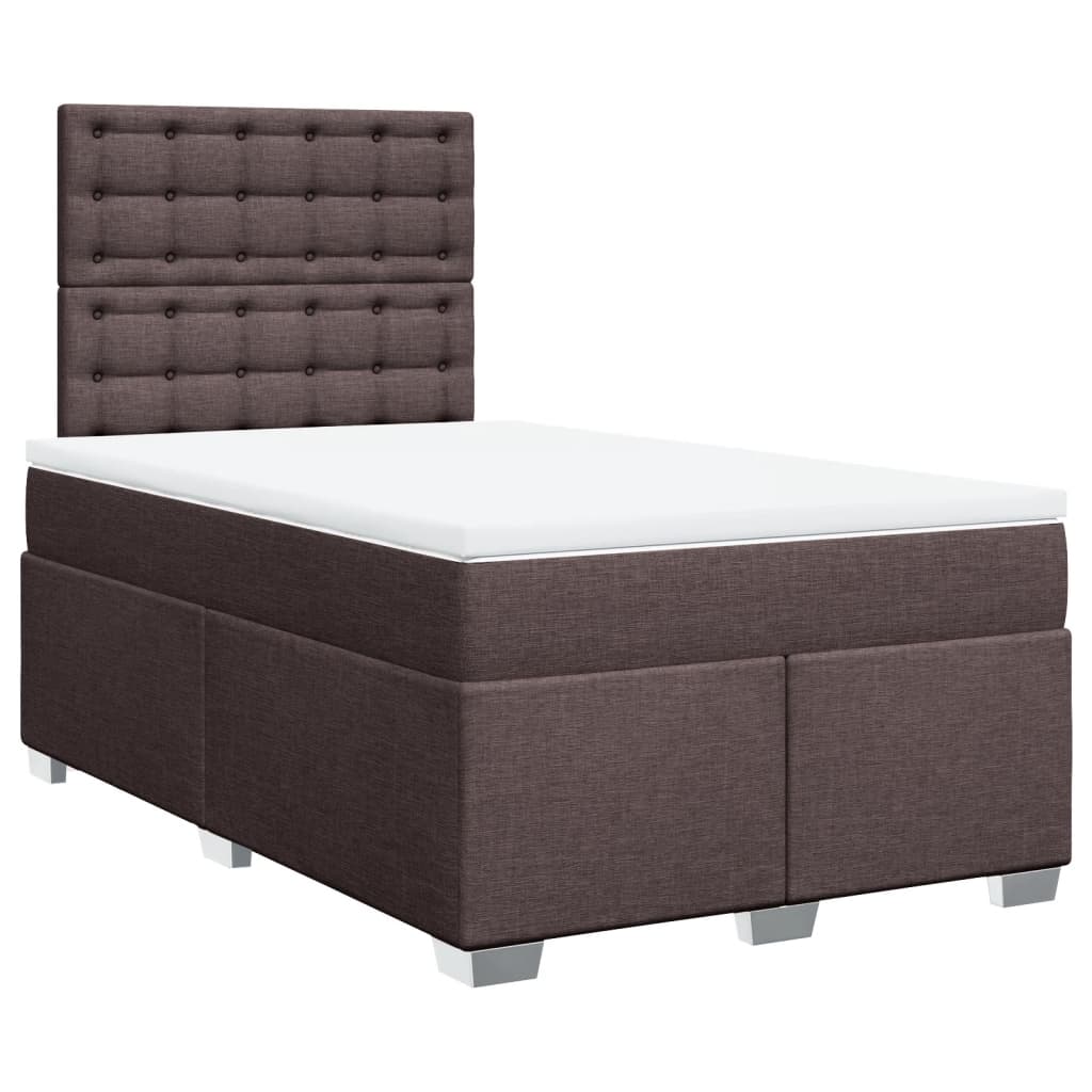 Κρεβάτι Boxspring με Στρώμα Σκούρο Καφέ 120x200 εκ. Υφασμάτινο - Pakobazaar