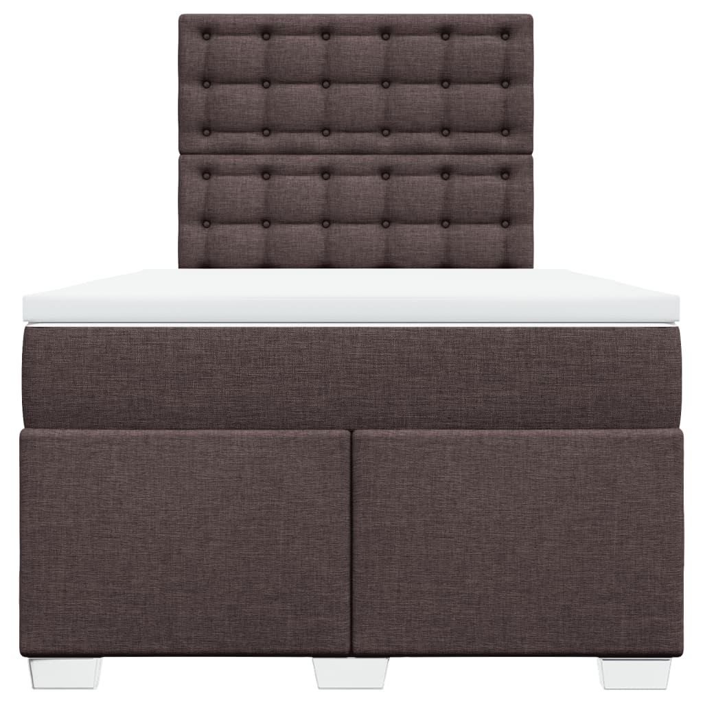 Κρεβάτι Boxspring με Στρώμα Σκούρο Καφέ 120x200 εκ. Υφασμάτινο - Pakobazaar