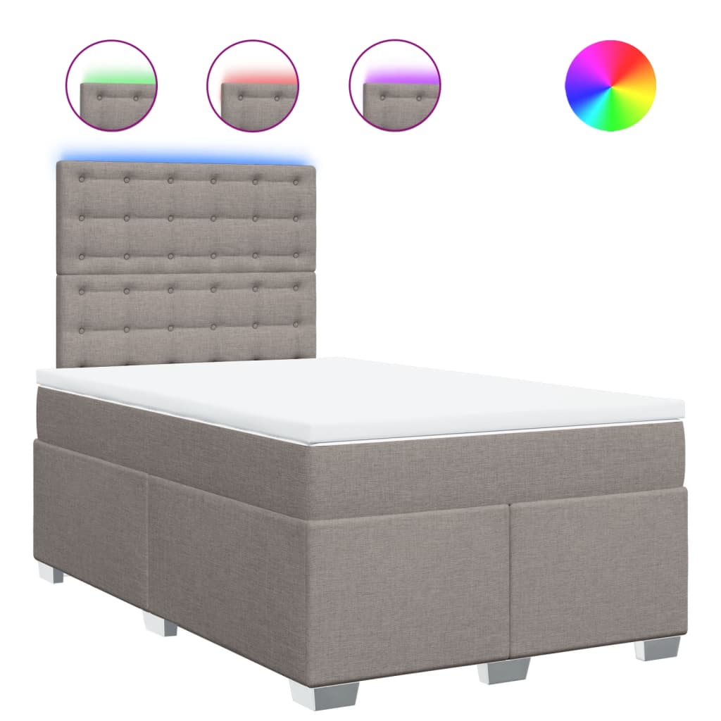Κρεβάτι Boxspring με Στρώμα Taupe 120x200 εκ. Υφασμάτινο - Pakobazaar