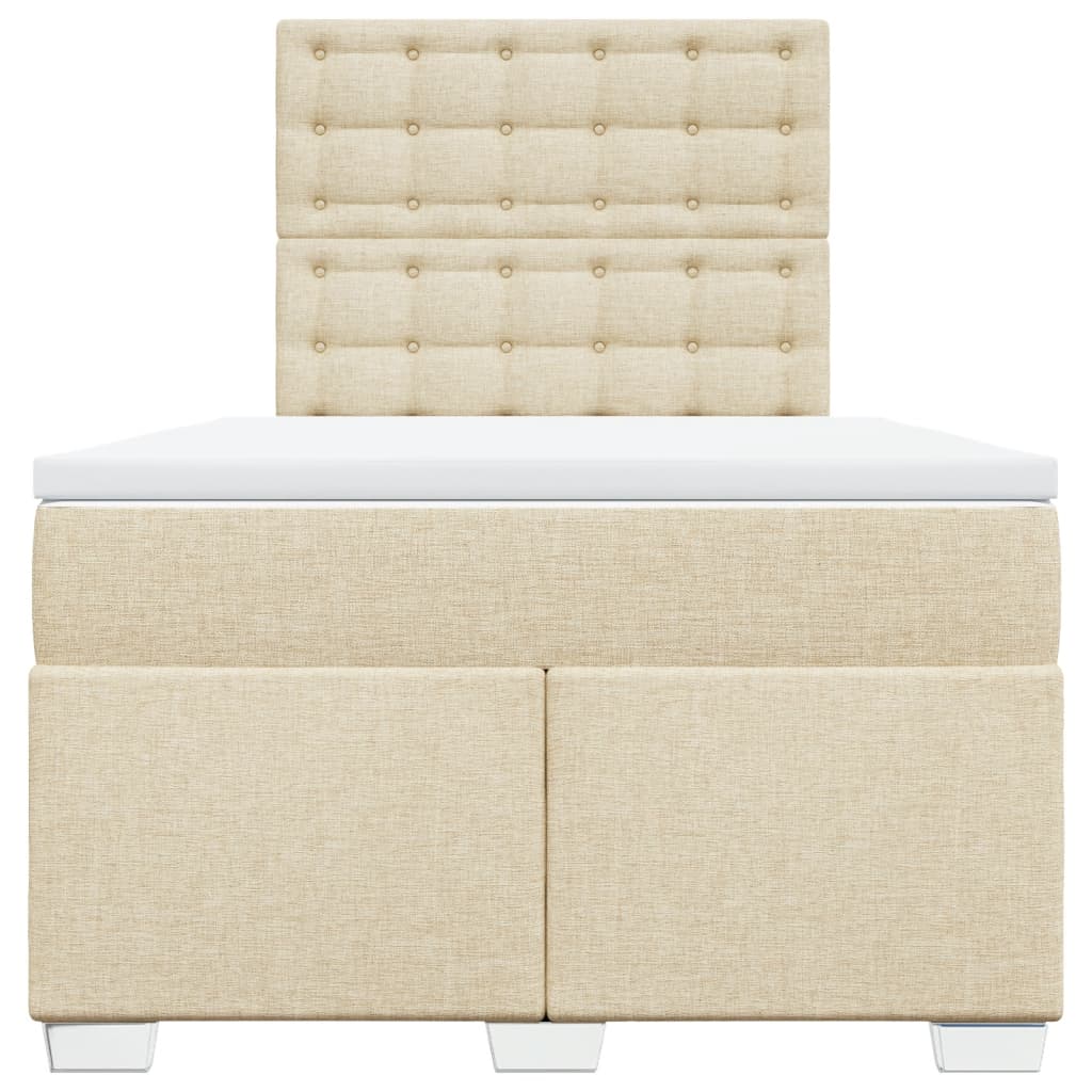 Κρεβάτι Boxspring με Στρώμα Κρεμ 120x200 εκ. Υφασμάτινο - Pakobazaar