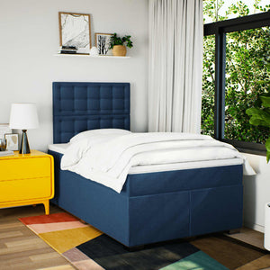 Κρεβάτι Boxspring με Στρώμα Μπλε 120x200 εκ. Υφασμάτινο - Pakobazaar