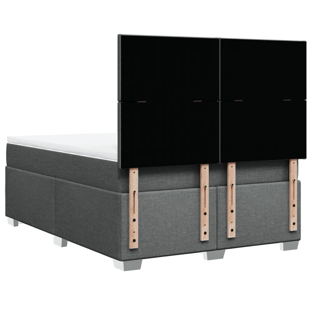 Κρεβάτι Boxspring με Στρώμα Σκούρο Γκρι 140x190 εκ. Υφασμάτινο - Pakobazaar