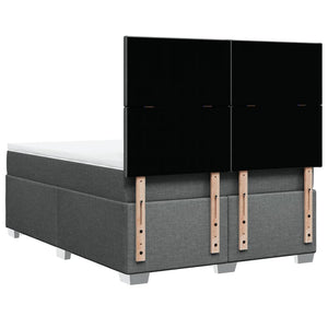 Κρεβάτι Boxspring με Στρώμα Σκούρο Γκρι 140x190 εκ. Υφασμάτινο - Pakobazaar
