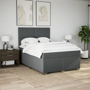 Κρεβάτι Boxspring με Στρώμα Σκούρο Γκρι 140x190 εκ. Υφασμάτινο - Pakobazaar