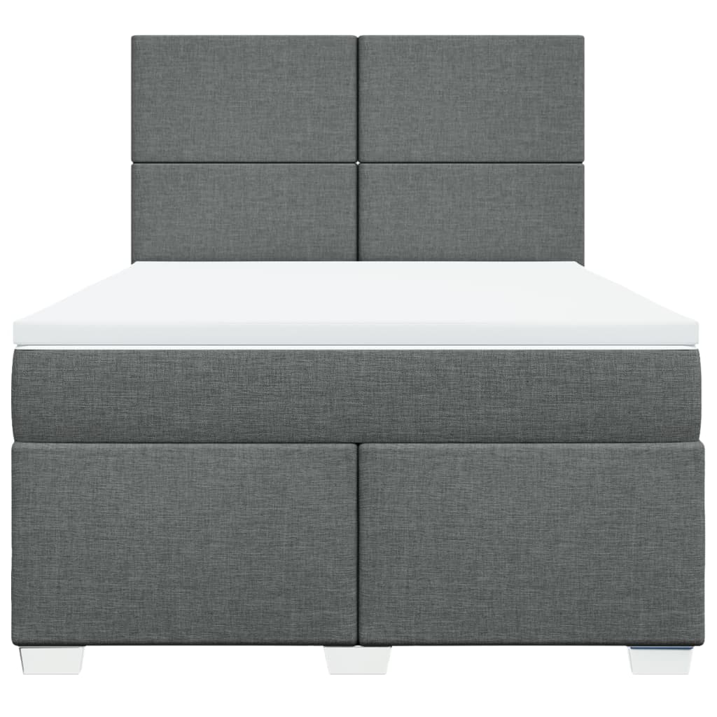 Κρεβάτι Boxspring με Στρώμα Σκούρο Γκρι 140x190 εκ. Υφασμάτινο - Pakobazaar