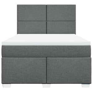Κρεβάτι Boxspring με Στρώμα Σκούρο Γκρι 140x190 εκ. Υφασμάτινο - Pakobazaar