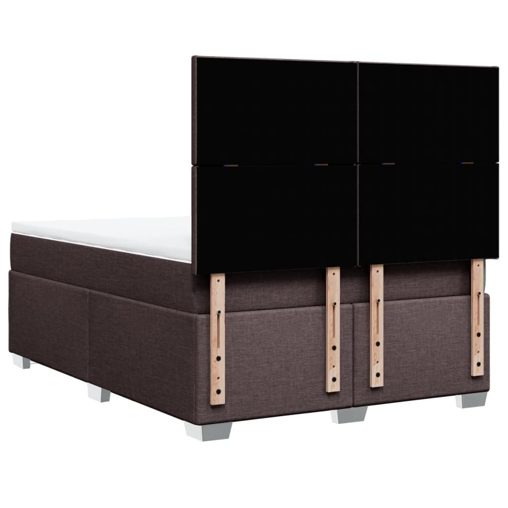 Κρεβάτι Boxspring με Στρώμα Σκούρο Καφέ 140x190 εκ. Υφασμάτινο