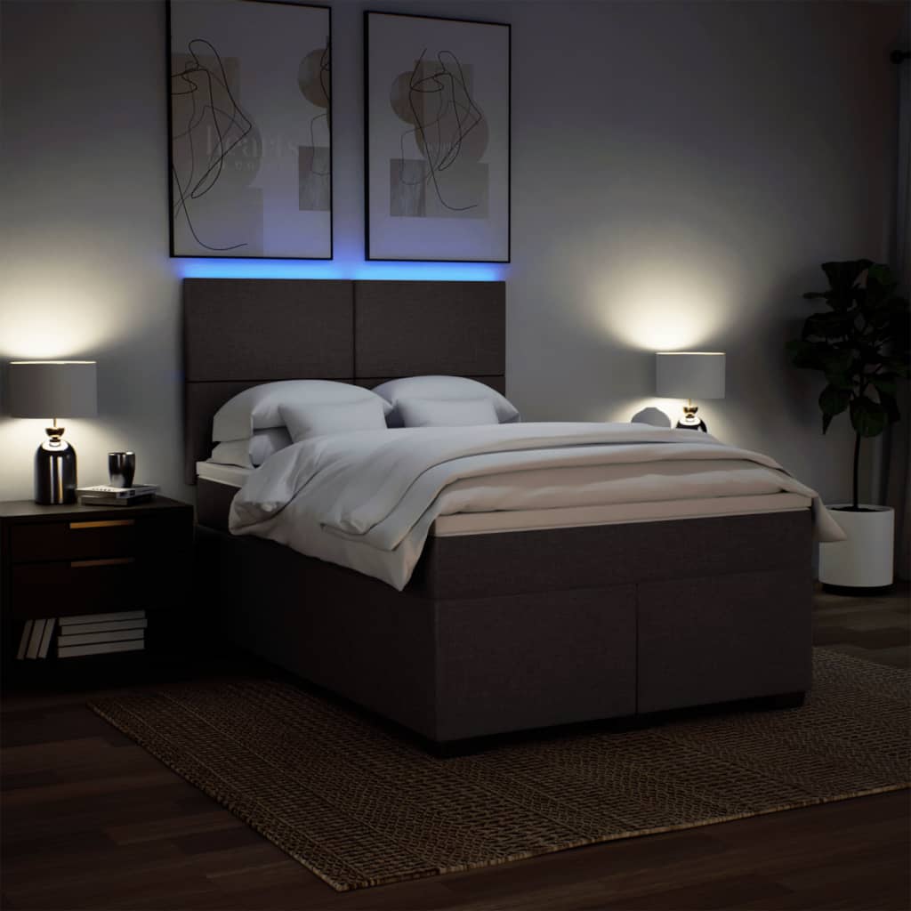 Κρεβάτι Boxspring με Στρώμα Σκούρο Καφέ 140x190 εκ. Υφασμάτινο