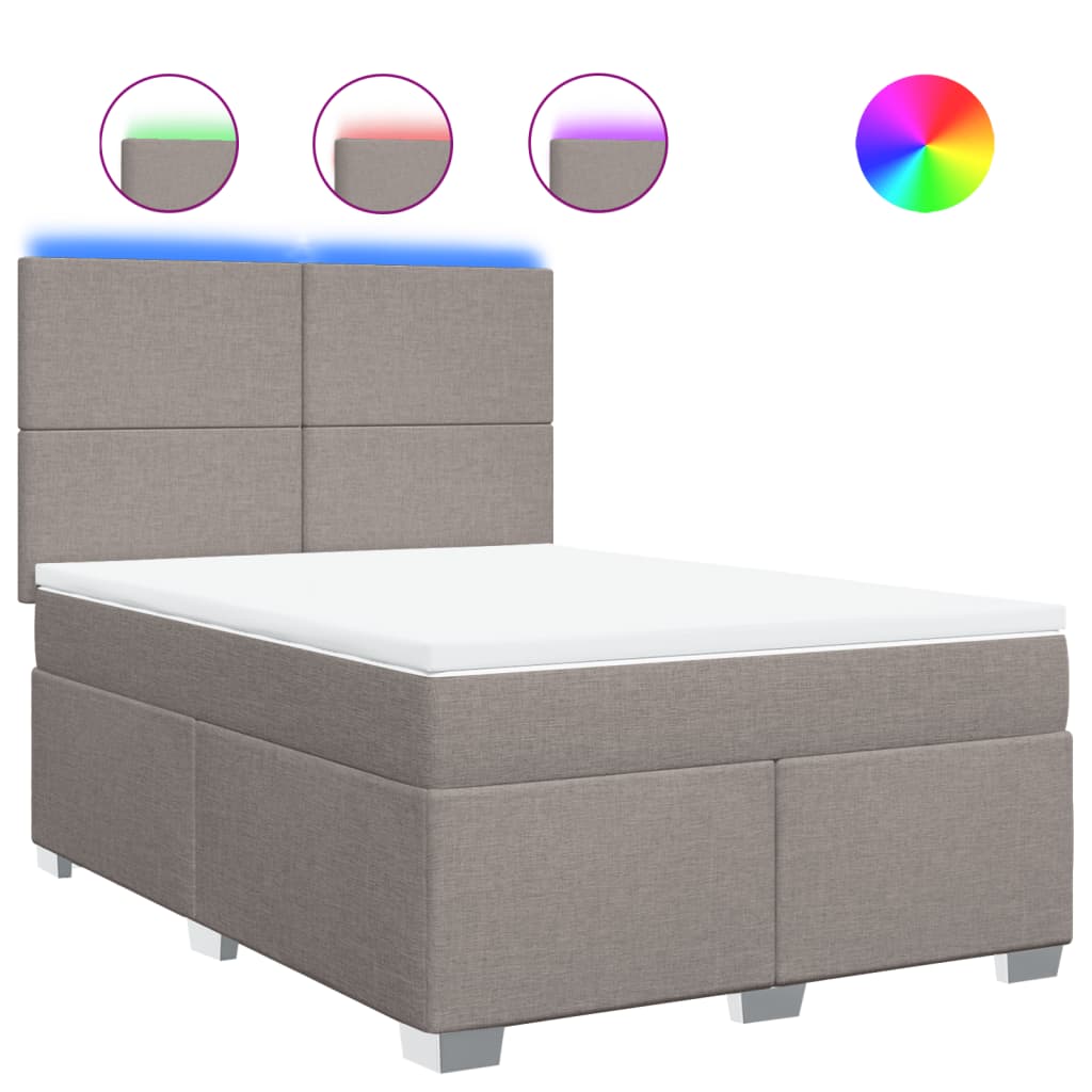 Κρεβάτι Boxspring με Στρώμα Taupe 140x190 εκ. Υφασμάτινο