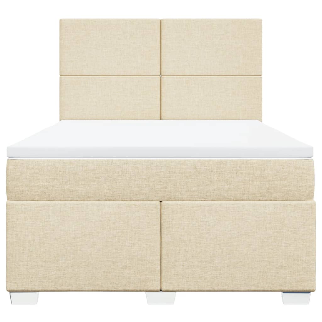 Κρεβάτι Boxspring με Στρώμα Κρεμ 140x190 εκ. Υφασμάτινο - Pakobazaar