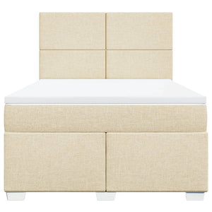 Κρεβάτι Boxspring με Στρώμα Κρεμ 140x190 εκ. Υφασμάτινο - Pakobazaar