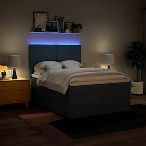 Κρεβάτι Boxspring με Στρώμα Μπλε 140x190 εκ. Υφασμάτινο - Pakobazaar