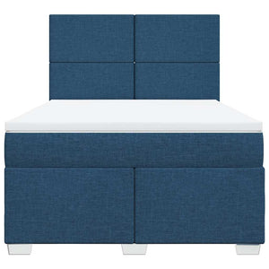 Κρεβάτι Boxspring με Στρώμα Μπλε 140x190 εκ. Υφασμάτινο - Pakobazaar