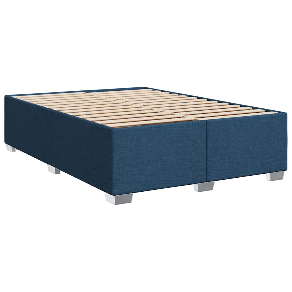 Κρεβάτι Boxspring με Στρώμα Μπλε 140x190 εκ. Υφασμάτινο - Pakobazaar