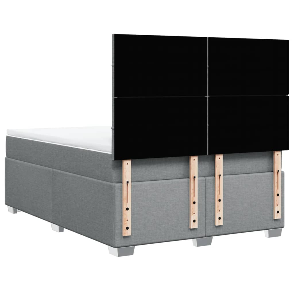 Κρεβάτι Boxspring με Στρώμα Ανοιχτό Γκρι 140x190 εκ. Υφασμάτινο - Pakobazaar