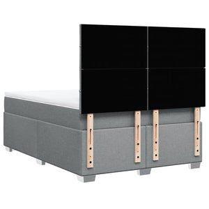 Κρεβάτι Boxspring με Στρώμα Ανοιχτό Γκρι 140x190 εκ. Υφασμάτινο - Pakobazaar