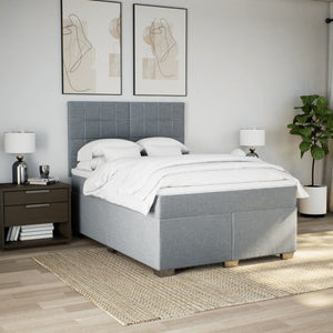 Κρεβάτι Boxspring με Στρώμα Ανοιχτό Γκρι 140x190 εκ. Υφασμάτινο - Pakobazaar