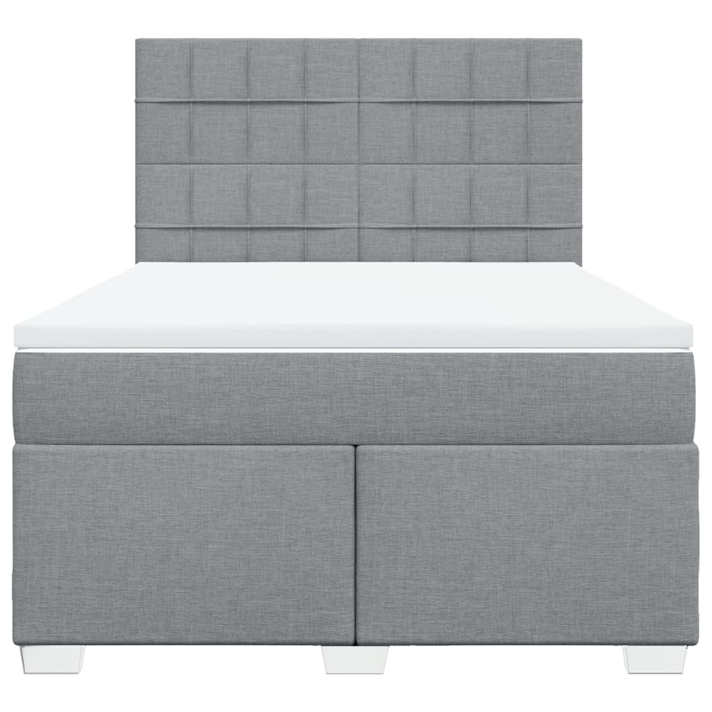 Κρεβάτι Boxspring με Στρώμα Ανοιχτό Γκρι 140x190 εκ. Υφασμάτινο - Pakobazaar