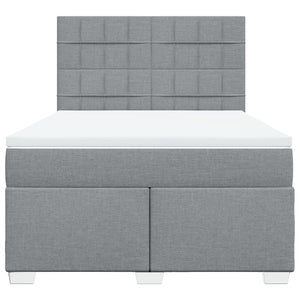 Κρεβάτι Boxspring με Στρώμα Ανοιχτό Γκρι 140x190 εκ. Υφασμάτινο - Pakobazaar