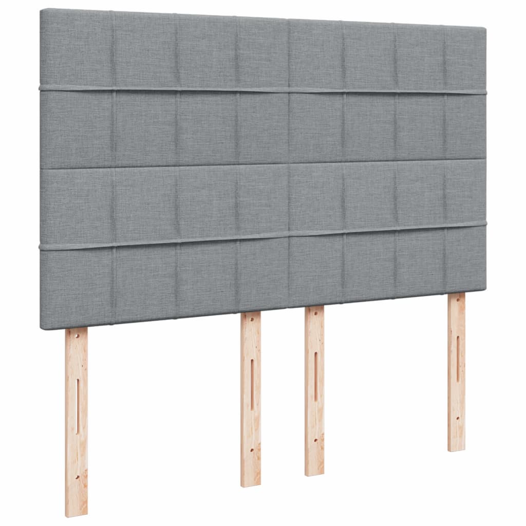 Κρεβάτι Boxspring με Στρώμα Ανοιχτό Γκρι 140x190 εκ. Υφασμάτινο - Pakobazaar