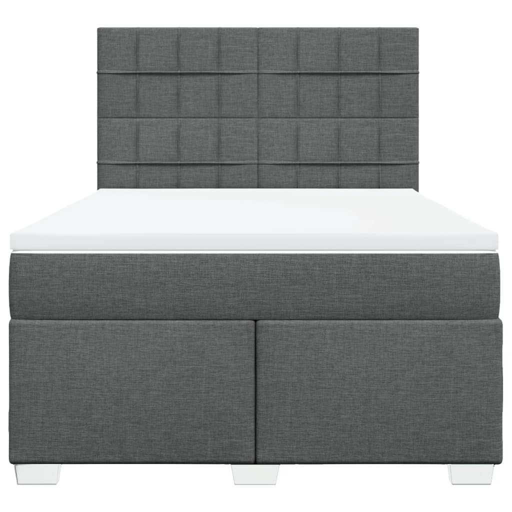 Κρεβάτι Boxspring με Στρώμα Σκούρο Γκρι 140x190 εκ. Υφασμάτινο - Pakobazaar