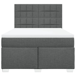 Κρεβάτι Boxspring με Στρώμα Σκούρο Γκρι 140x190 εκ. Υφασμάτινο - Pakobazaar
