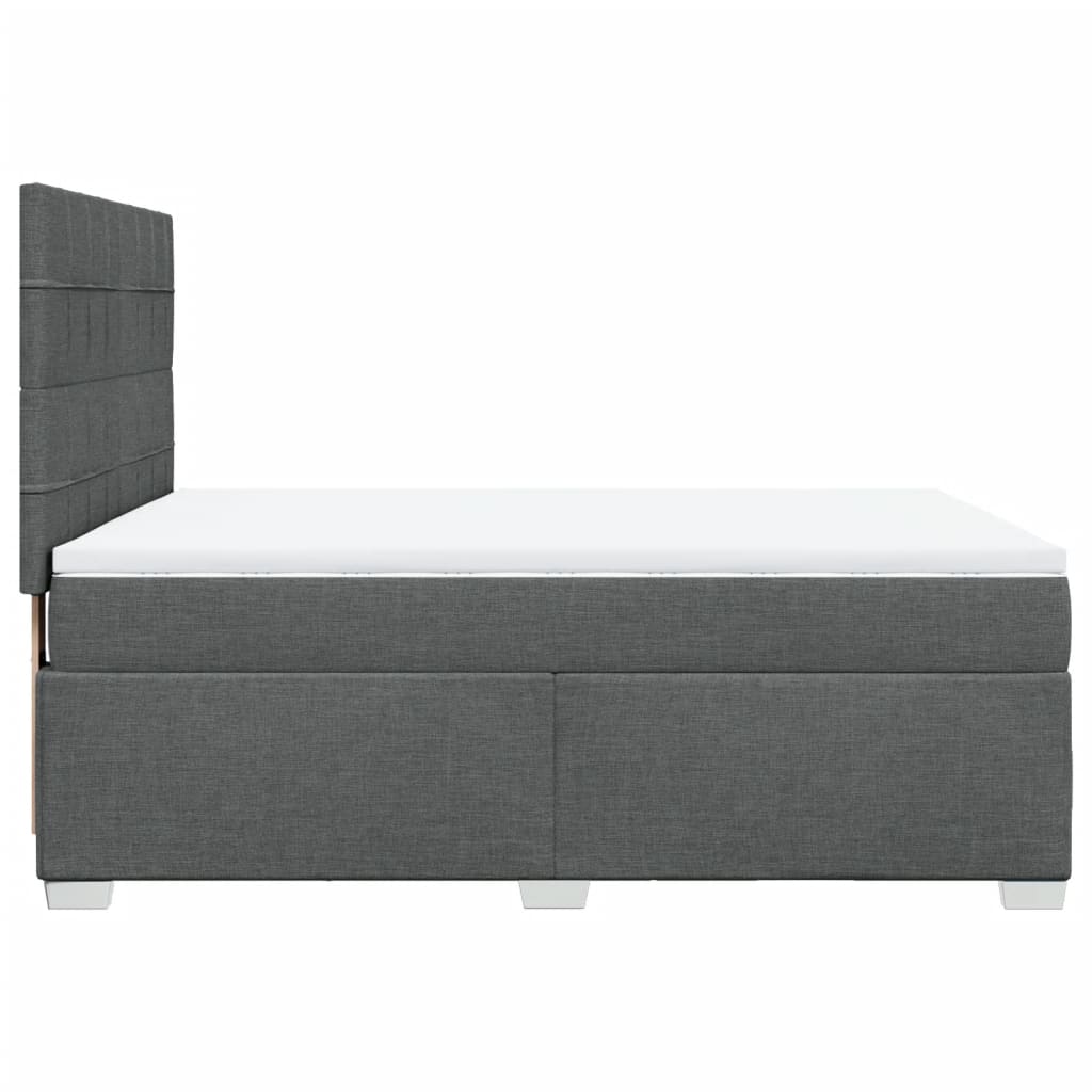 Κρεβάτι Boxspring με Στρώμα Σκούρο Γκρι 140x190 εκ. Υφασμάτινο - Pakobazaar