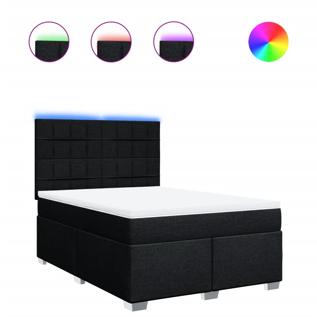 Κρεβάτι Boxspring με Στρώμα Μαύρο 140x190 εκ. Υφασμάτινο