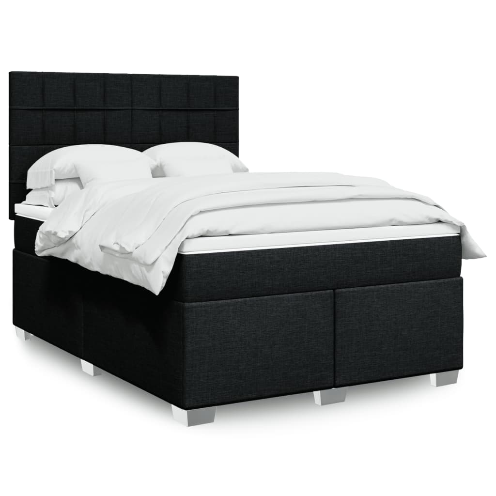 Κρεβάτι Boxspring με Στρώμα Μαύρο 140x190 εκ. Υφασμάτινο