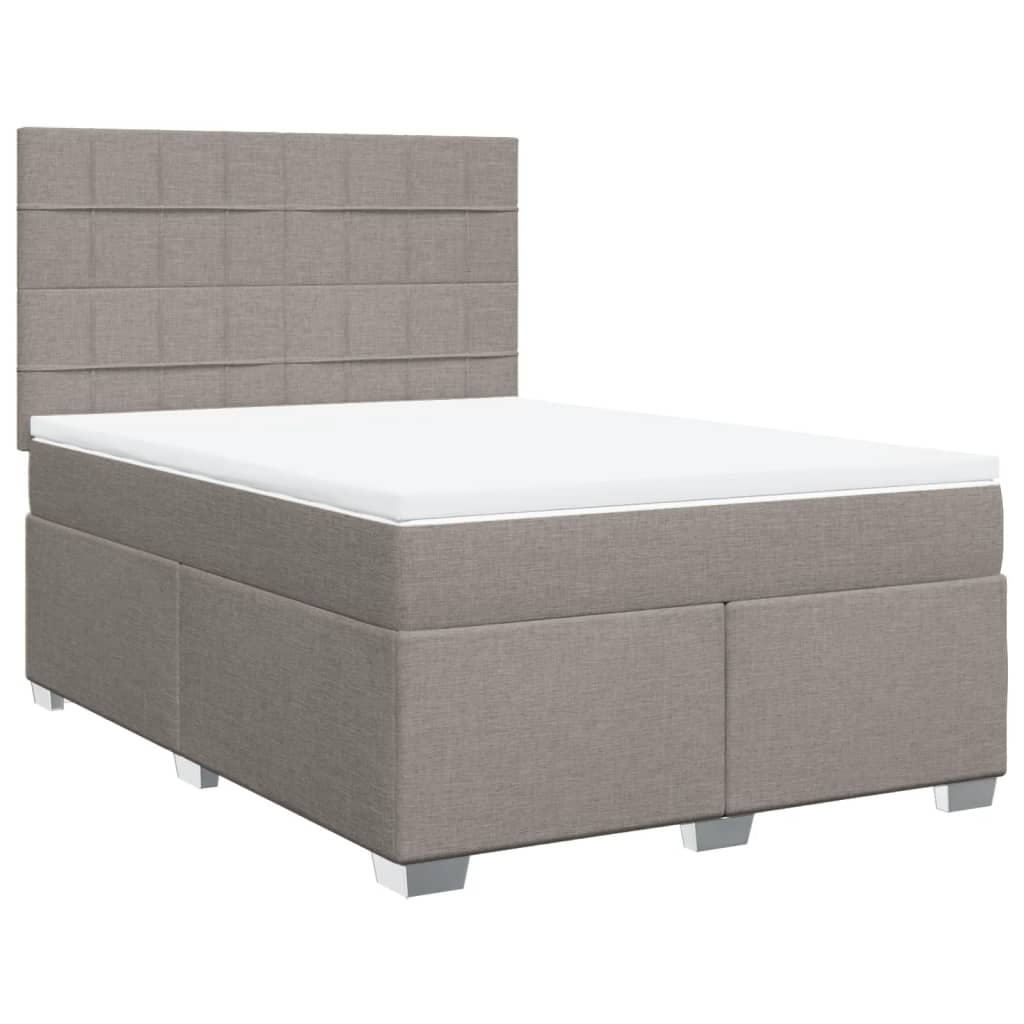 Κρεβάτι Boxspring με Στρώμα Taupe 140x190 εκ. Υφασμάτινο