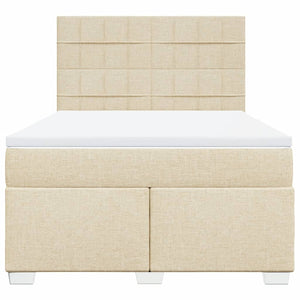 Κρεβάτι Boxspring με Στρώμα Κρεμ 140x190 εκ. Υφασμάτινο - Pakobazaar