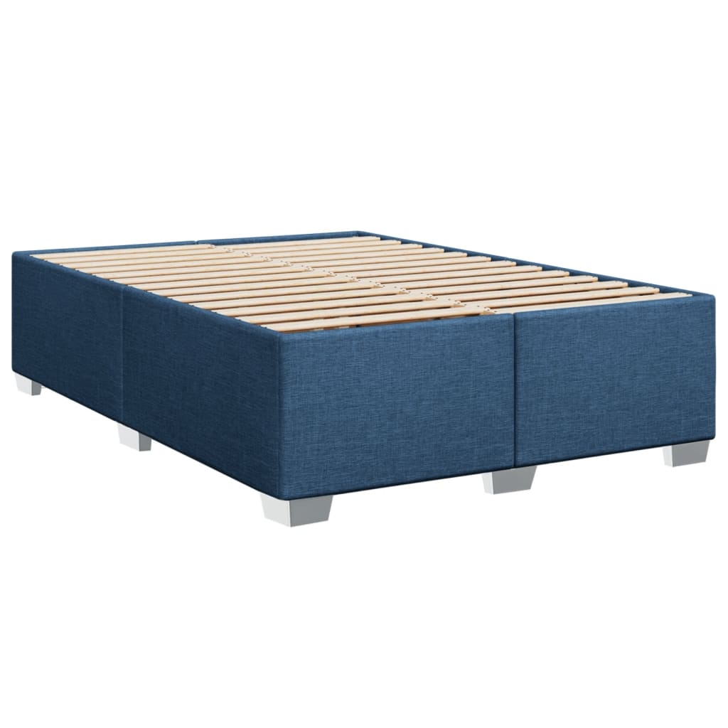 Κρεβάτι Boxspring με Στρώμα Μπλε 140x190 εκ. Υφασμάτινο - Pakobazaar