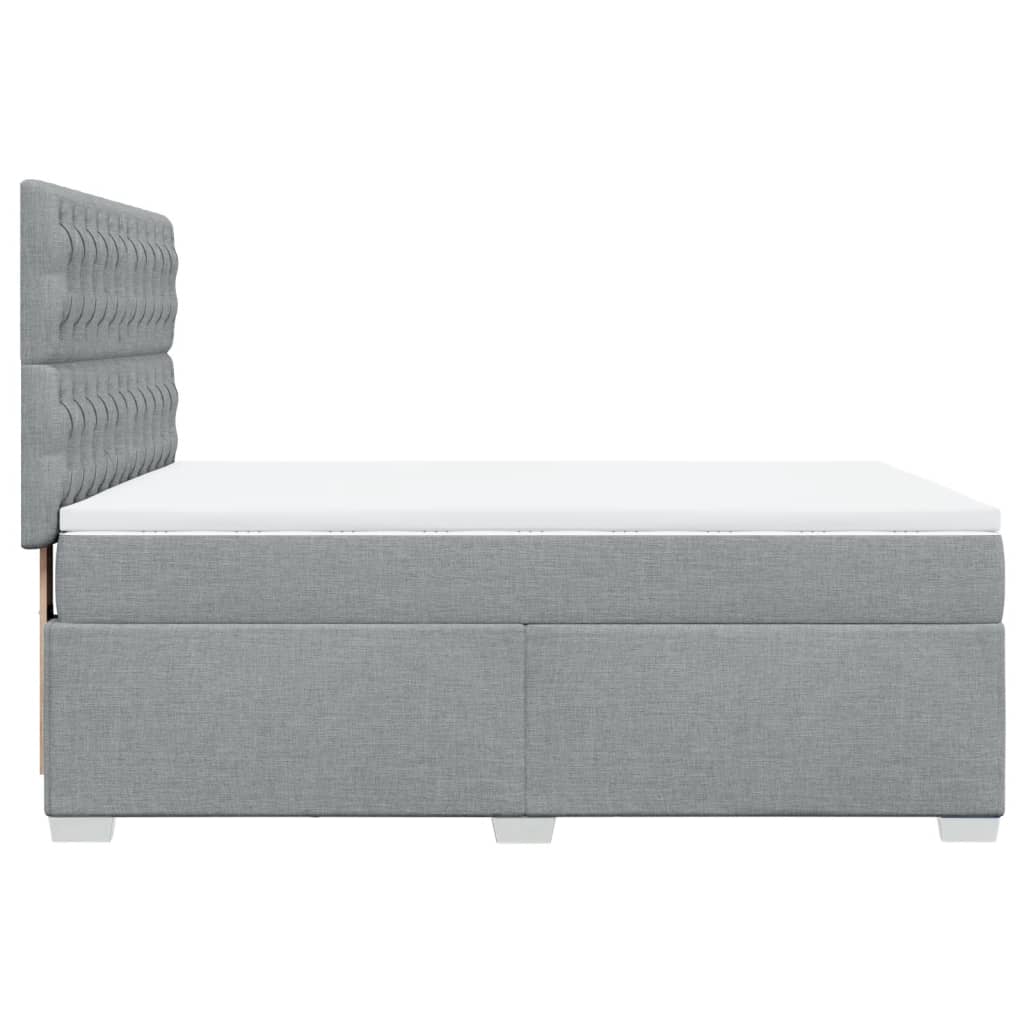 Κρεβάτι Boxspring με Στρώμα Ανοιχτό Γκρι 140x190 εκ. Υφασμάτινο - Pakobazaar