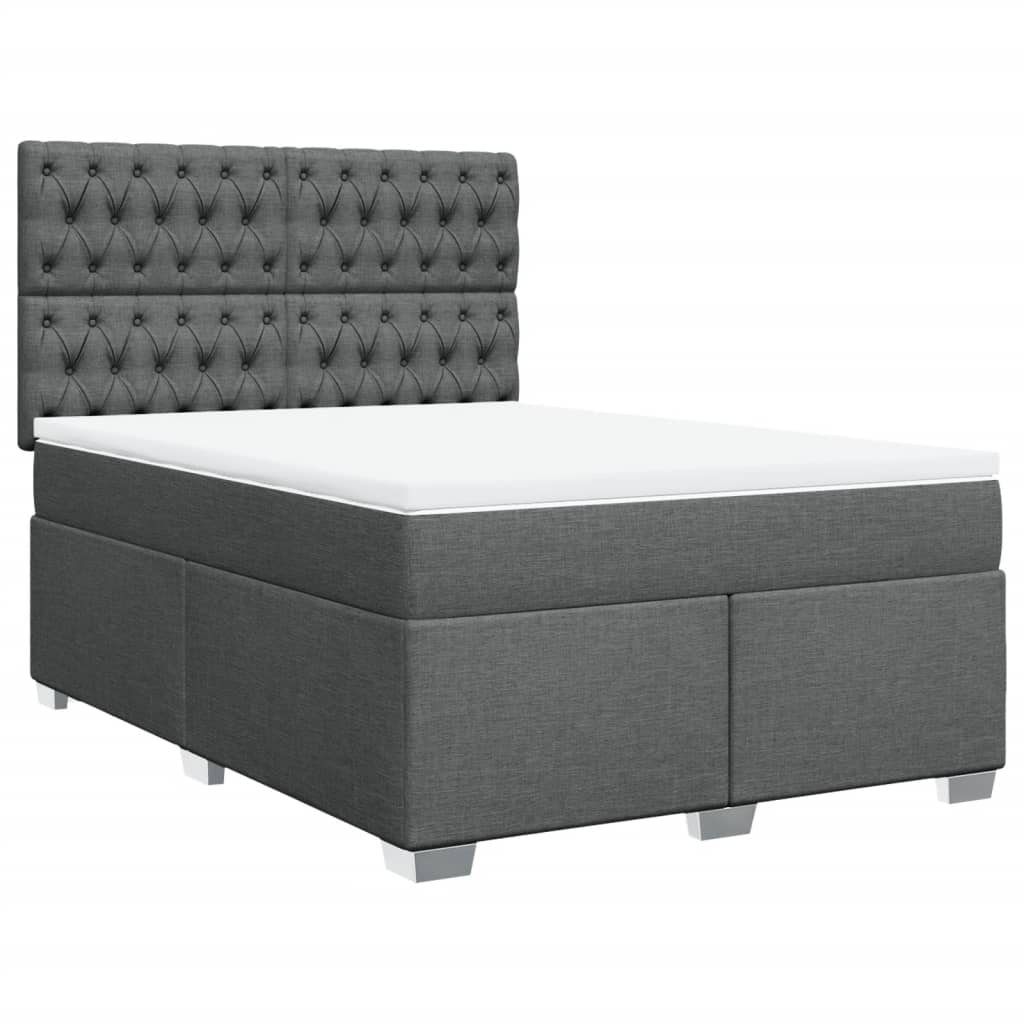 Κρεβάτι Boxspring με Στρώμα Σκούρο Γκρι 140x190 εκ. Υφασμάτινο