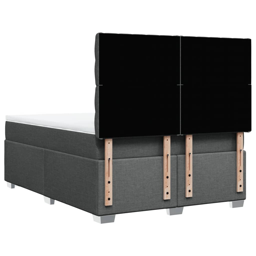 Κρεβάτι Boxspring με Στρώμα Σκούρο Γκρι 140x190 εκ. Υφασμάτινο