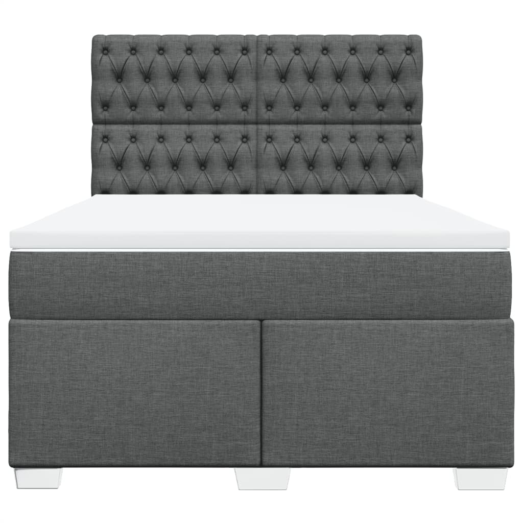 Κρεβάτι Boxspring με Στρώμα Σκούρο Γκρι 140x190 εκ. Υφασμάτινο