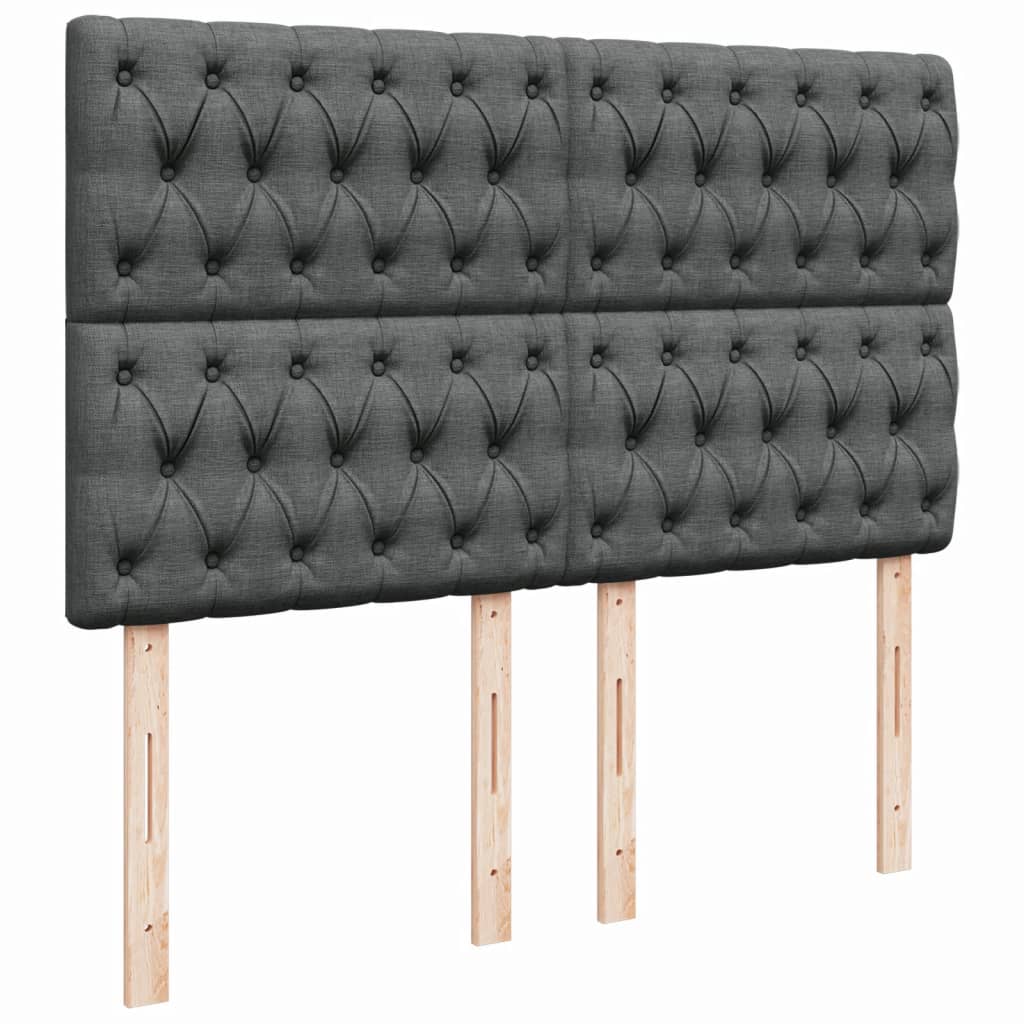 Κρεβάτι Boxspring με Στρώμα Σκούρο Γκρι 140x190 εκ. Υφασμάτινο